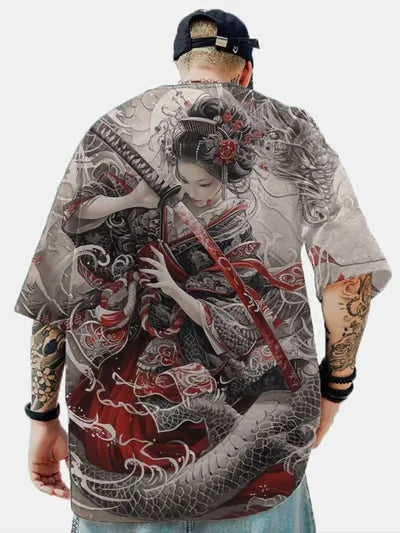 Men's T-Shirt Anime Girl Character Tee 3D Sexy Beauty Printed t shirt Loose Casual Street Men Top Oversized Short Sleeve T-shirt