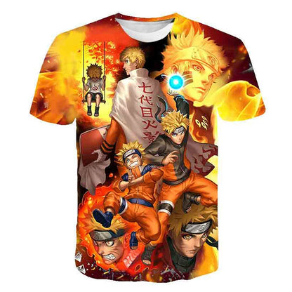 2024 New Hot Summer Men's Japanese anime Naruto 3D Printed T-shirt Children's Street Leisure Sports Large Top