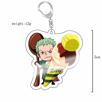 Anime One Piece Luffy Zoro Sanji Nami Ussop Chopper Franky Brook Law Ace Acrylic Keychain Figure Toys Gifts Pendant Jewelry