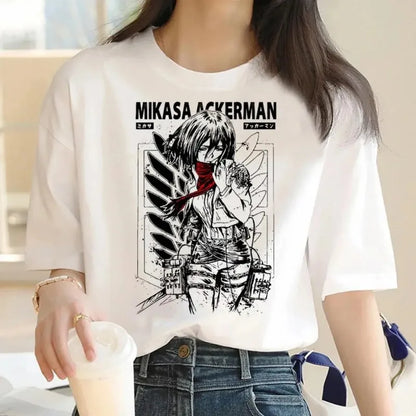 Japanese Anime Attack on Titan Graphic Print Harajuku T Shirt Casual Fashion Short Sleeve Plus Size T Shirt Women Retro Tops
