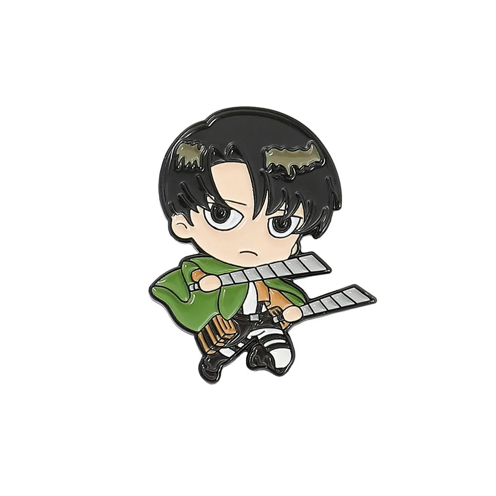 Anime Attack on Titan Enamel Brooch Eren Jaeger Mikasa Ackerman Jiyuu No Tsubasa Cartoon Lapel Badge Adornment Gift Wholesale