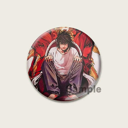 Death Note HD Print Anime Pins Handmade Round Brooches L Killer Yagami Light Cosplay Badge Backpacks Jewelry Gifts Accessory