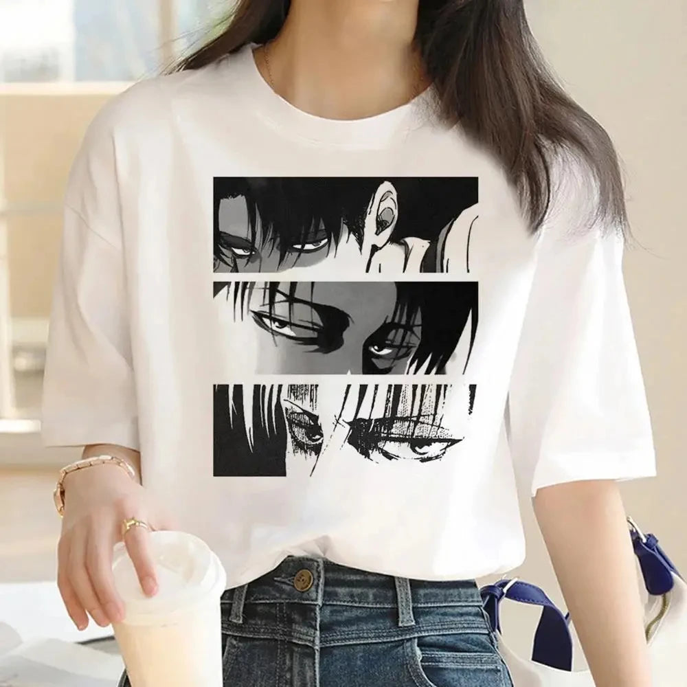 Japanese Anime Attack on Titan Graphic Print Harajuku T Shirt Casual Fashion Short Sleeve Plus Size T Shirt Women Retro Tops