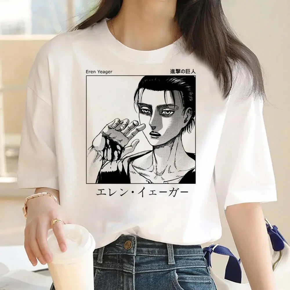 Japanese Anime Attack on Titan Graphic Print Harajuku T Shirt Casual Fashion Short Sleeve Plus Size T Shirt Women Retro Tops