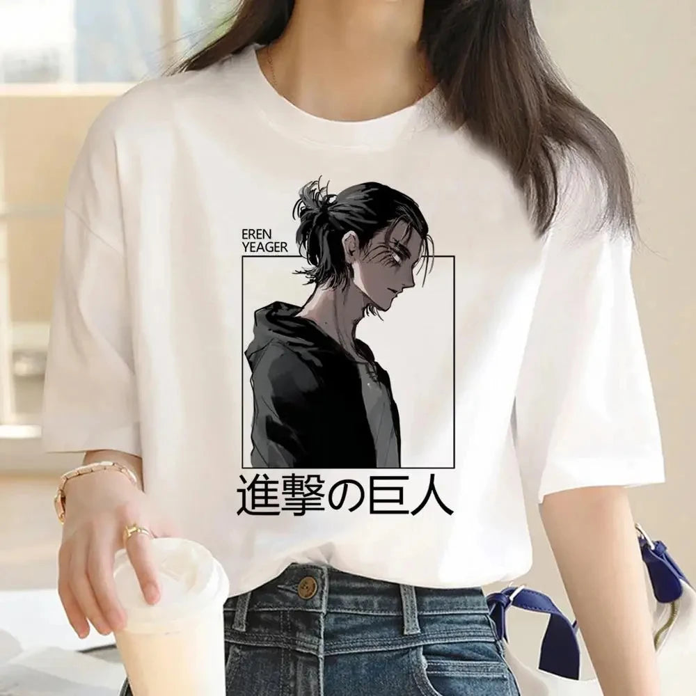 Japanese Anime Attack on Titan Graphic Print Harajuku T Shirt Casual Fashion Short Sleeve Plus Size T Shirt Women Retro Tops