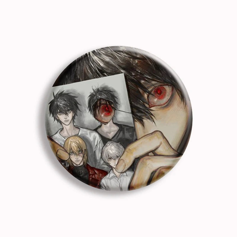 Japanese Anime Death Note Button Pins Handmade L Killer Yagami Light Round Brooch Cosplay Accessories Decor Friends Gifts