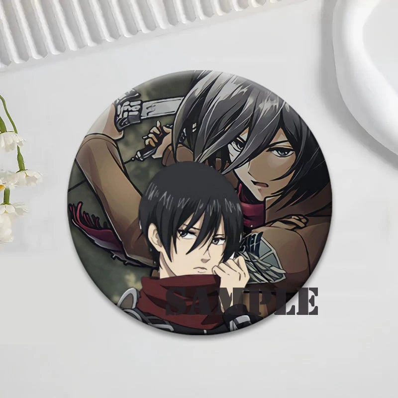 Anime Attack on Titan Brooches Exquisite Badge Eren Jäger Mikasa Ackerman Armin Arlert Levi Rivaille Rival Ackerman Cartoon Pins
