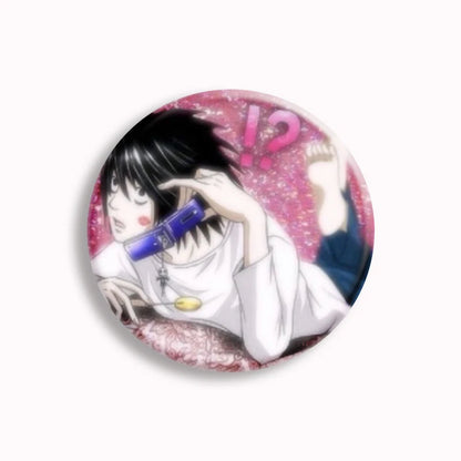 Japanese Anime Death Note Button Pins Handmade L Killer Yagami Light Round Brooch Cosplay Accessories Decor Friends Gifts