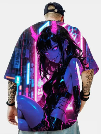 Men's T-Shirt Anime Girl Character Tee 3D Sexy Beauty Printed t shirt Loose Casual Street Men Top Oversized Short Sleeve T-shirt