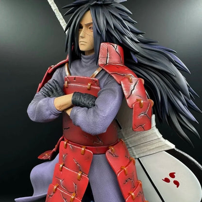 Naruto Uchiha Madara Anime Figures Door God Ban Figurine With Luminous Base Statue 42cm GK Models Collection Children Gifts Toys