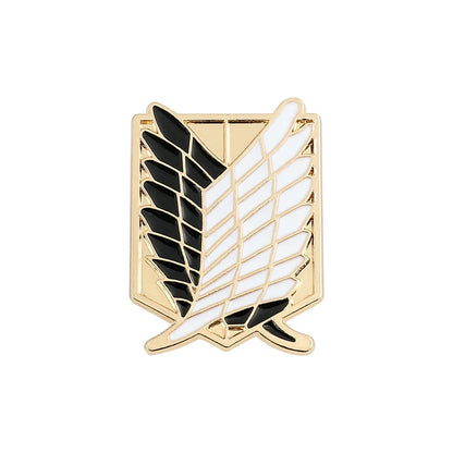 Anime Attack on Titan Enamel Brooch Eren Jaeger Mikasa Ackerman Jiyuu No Tsubasa Cartoon Lapel Badge Adornment Gift Wholesale