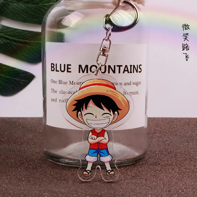 Anime One Piece Luffy Charlotte Linlin Katakuri Edward Newgate Donquixote Doflamingo Jinbe Acrylic Keychains Pendants Figure Toy