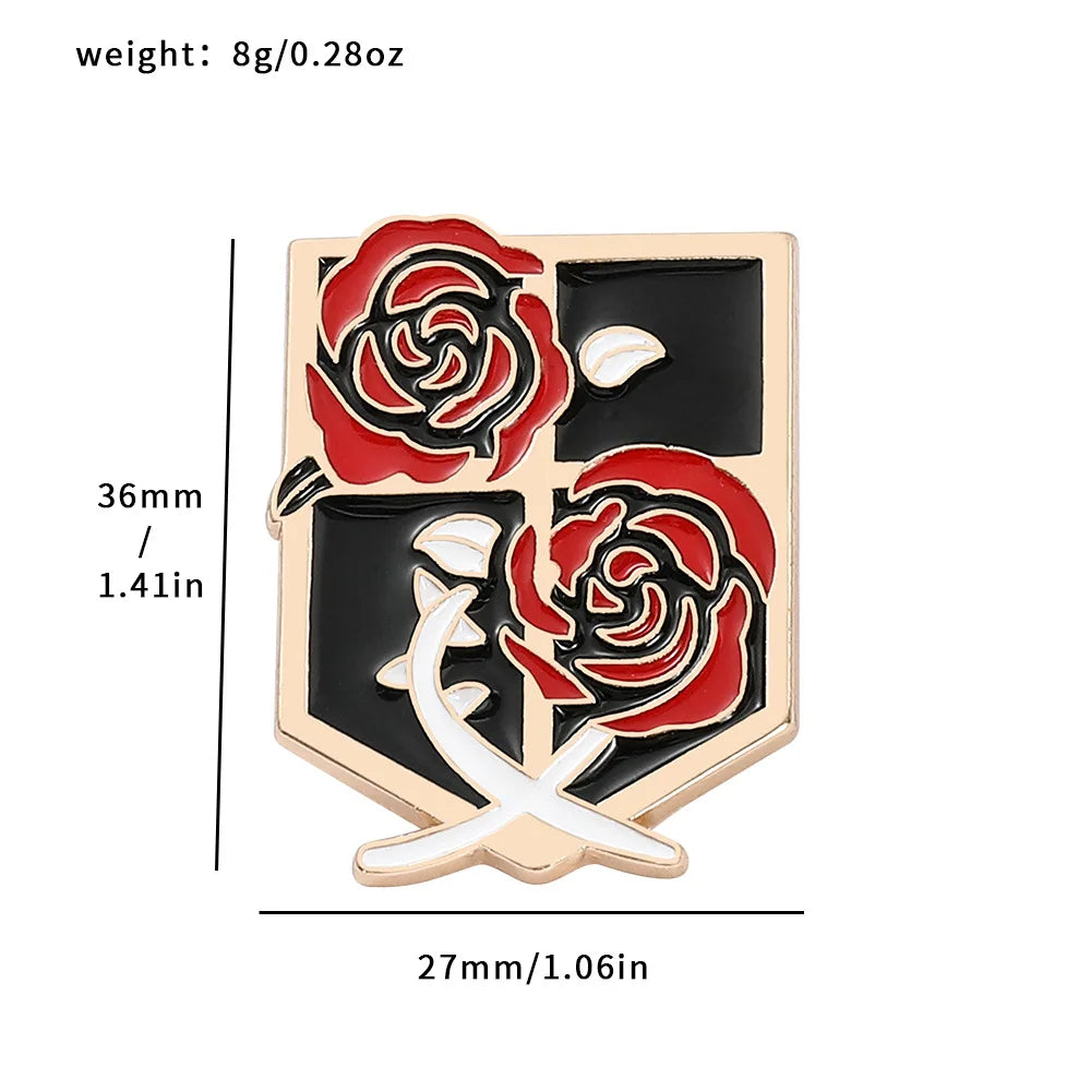 Anime Attack on Titan Enamel Brooch Eren Jaeger Mikasa Ackerman Jiyuu No Tsubasa Cartoon Lapel Badge Adornment Gift Wholesale
