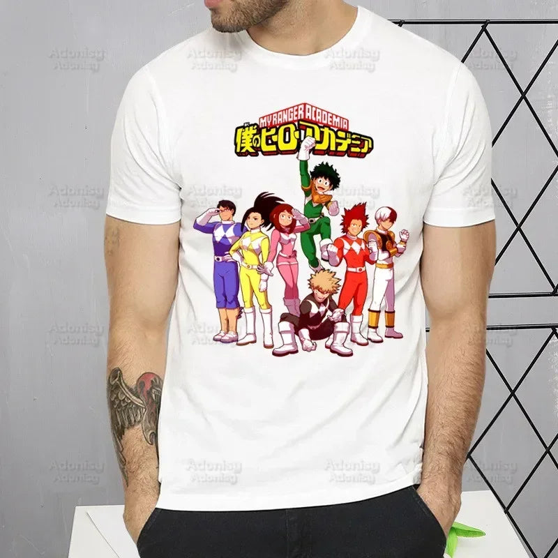 My Hero Academia T Shirt Men Retro Washed Tops Tee Harajuku Midoriya Izuku Tshirt Streetwear Hip Hop Male Bakugou Anime T-shirts