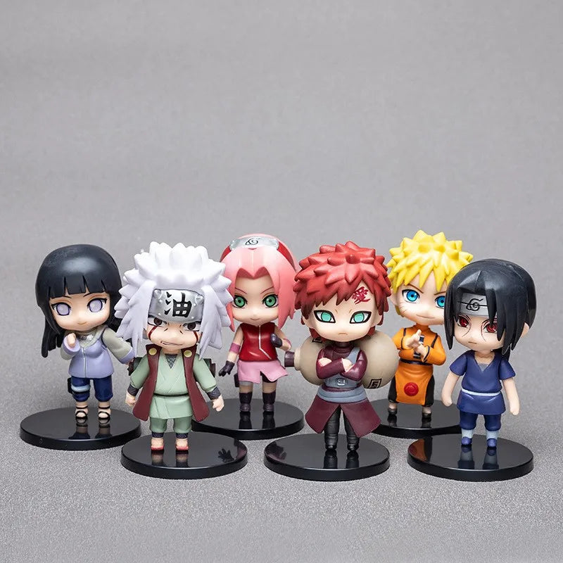 6 styles 9cm Anime Naruto Figures PVC Q Version Doll Gaara Kakashi  Figure Room Decoration Anime Figure