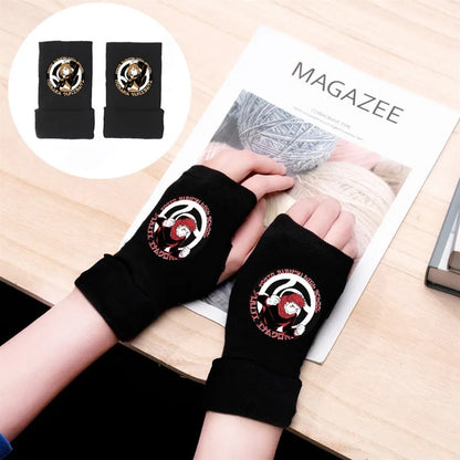 New Style Anime Jujutsu Kaisen Itadori Yuji Fushiguro Megumi Gojo Satoru Warm and Fleece Half Finger Gloves for Men and Women