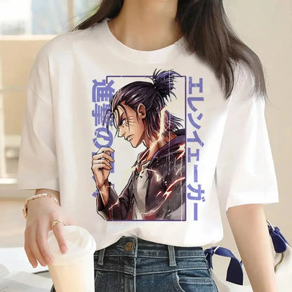 Japanese Anime Attack on Titan Graphic Print Harajuku T Shirt Casual Fashion Short Sleeve Plus Size T Shirt Women Retro Tops