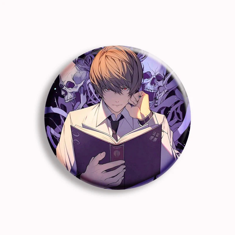 Japanese Anime Death Note Button Pins Handmade L Killer Yagami Light Round Brooch Cosplay Accessories Decor Friends Gifts