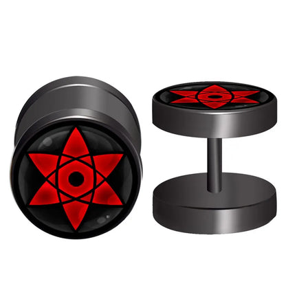 Anime Uzumaki Naruto Earrings Accessories Uchiha Itachi Sharingan Cosplay Party Studs Earrings Toys for Women Men Girl Gift