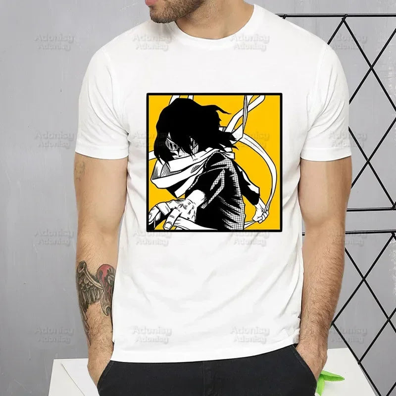 My Hero Academia T Shirt Men Retro Washed Tops Tee Harajuku Midoriya Izuku Tshirt Streetwear Hip Hop Male Bakugou Anime T-shirts