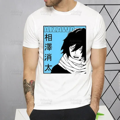 My Hero Academia T Shirt Men Retro Washed Tops Tee Harajuku Midoriya Izuku Tshirt Streetwear Hip Hop Male Bakugou Anime T-shirts