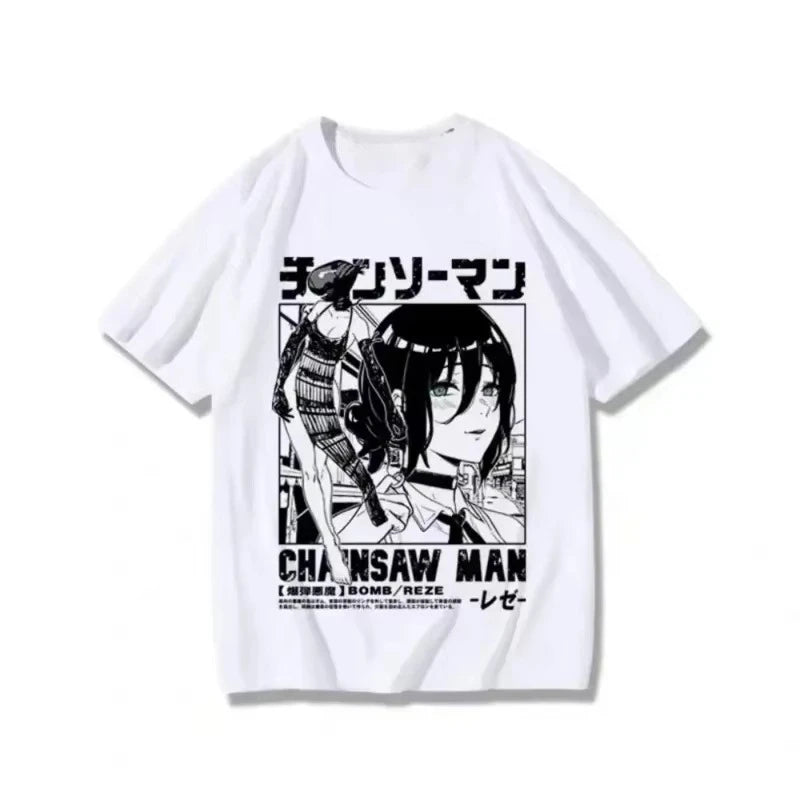 Anime T-shirt Women Chainsaw Man Manga Graphic Men Cotton Short Sleeve Tee Plus Size Women Tops Summer Streetwear