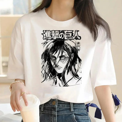 Japanese Anime Attack on Titan Graphic Print Harajuku T Shirt Casual Fashion Short Sleeve Plus Size T Shirt Women Retro Tops