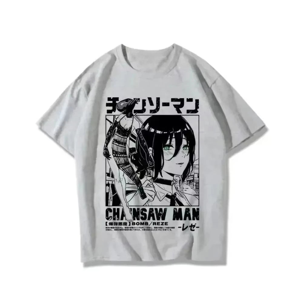 Anime T-shirt Women Chainsaw Man Manga Graphic Men Cotton Short Sleeve Tee Plus Size Women Tops Summer Streetwear