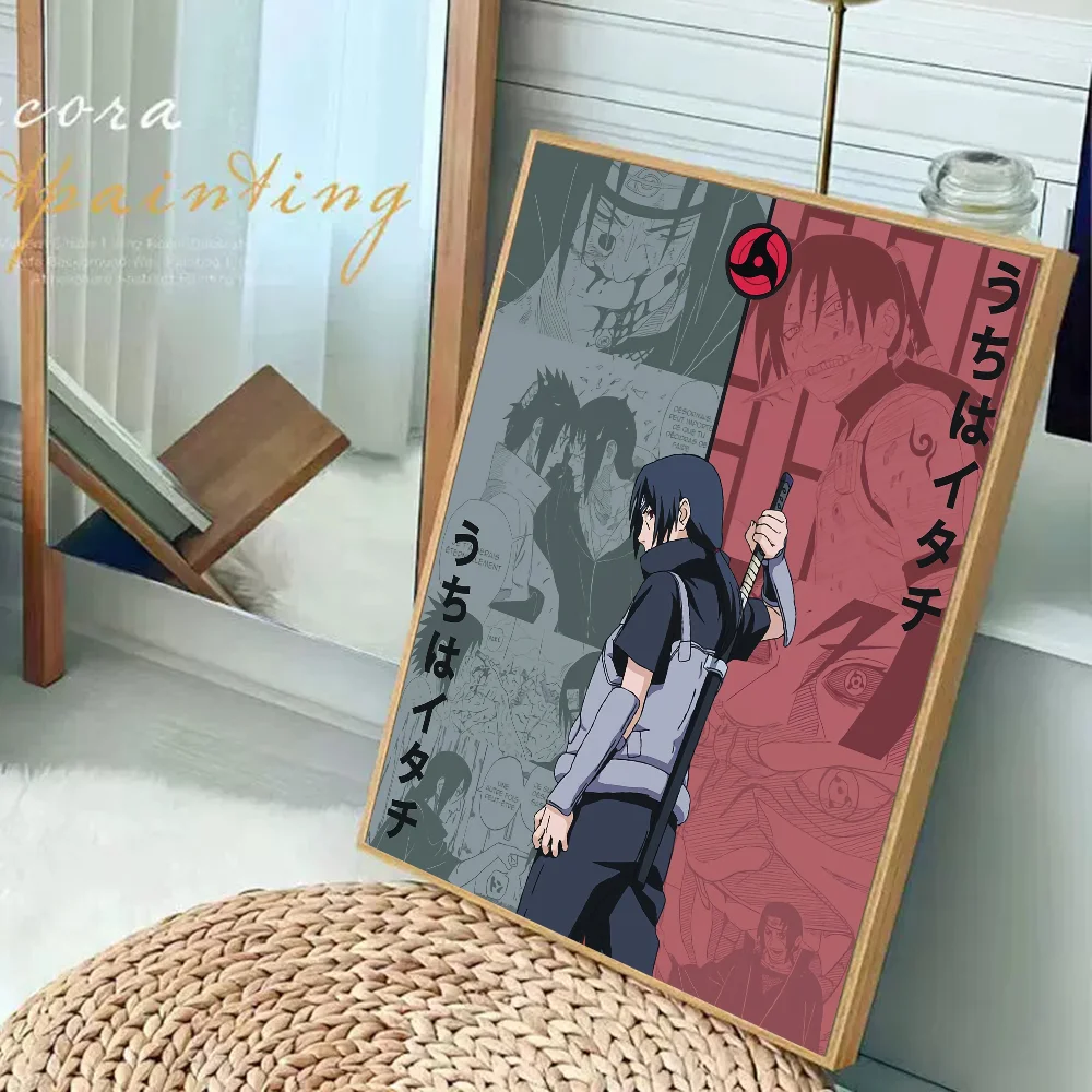 Amine u-Uchiha Itachi Anime Posters Sticky Whitepaper Sticker DIY Room Bar Cafe Kawaii Room Decor