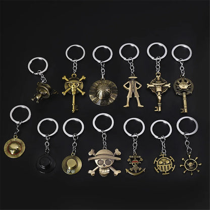 Anime One Piece Metal Keychain Luffy Hat Zoro Nami Sanji Chopper Figure Pendant Car Keyring For Men Women Kid Gift Jewelry