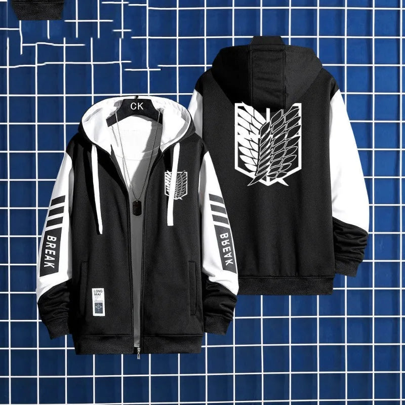 Anime Attack on Titan Scout Regiment Thin style Hoodie Zipper Sports Coat Men Women Printed Long Sleeve Role Playing Sportswear