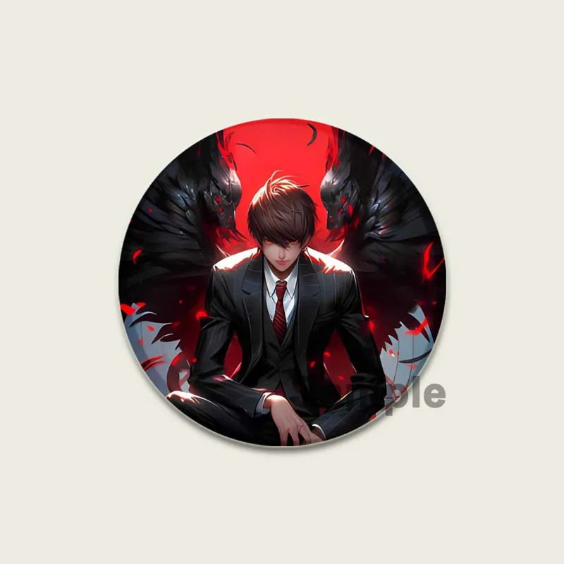 Death Note HD Print Anime Pins Handmade Round Brooches L Killer Yagami Light Cosplay Badge Backpacks Jewelry Gifts Accessory