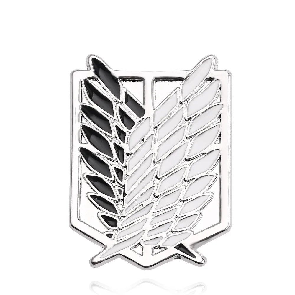 Anime Attack on Titan Enamel Brooch Eren Jaeger Mikasa Ackerman Jiyuu No Tsubasa Cartoon Lapel Badge Adornment Gift Wholesale