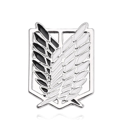 Anime Attack on Titan Enamel Brooch Eren Jaeger Mikasa Ackerman Jiyuu No Tsubasa Cartoon Lapel Badge Adornment Gift Wholesale