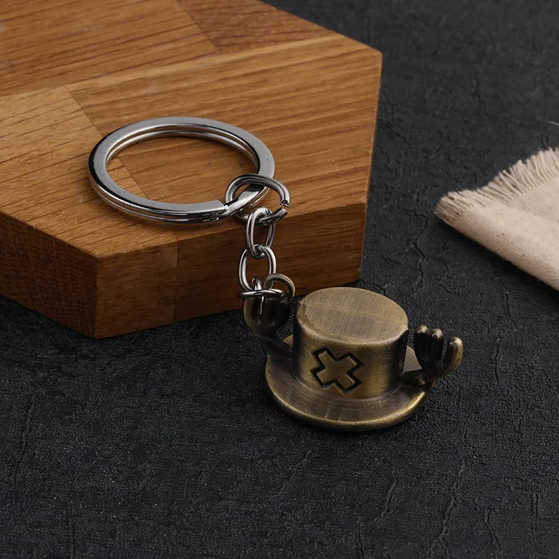 Anime One Piece Metal Keychain Luffy Hat Zoro Nami Sanji Chopper Figure Pendant Car Keyring For Men Women Kid Gift Jewelry