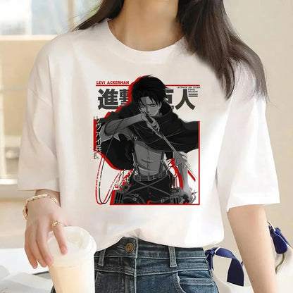 Japanese Anime Attack on Titan Graphic Print Harajuku T Shirt Casual Fashion Short Sleeve Plus Size T Shirt Women Retro Tops