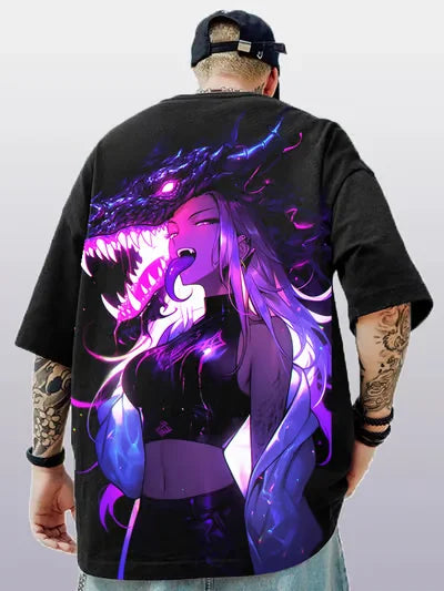 Men's T-Shirt Anime Girl Character Tee 3D Sexy Beauty Printed t shirt Loose Casual Street Men Top Oversized Short Sleeve T-shirt