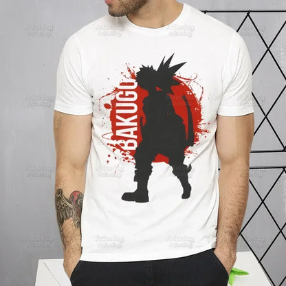My Hero Academia T Shirt Men Retro Washed Tops Tee Harajuku Midoriya Izuku Tshirt Streetwear Hip Hop Male Bakugou Anime T-shirts