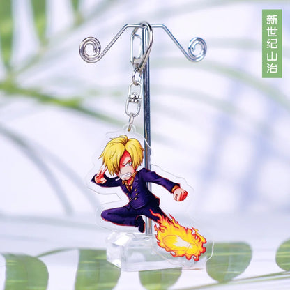 Anime One Piece Luffy Charlotte Linlin Katakuri Edward Newgate Donquixote Doflamingo Jinbe Acrylic Keychains Pendants Figure Toy