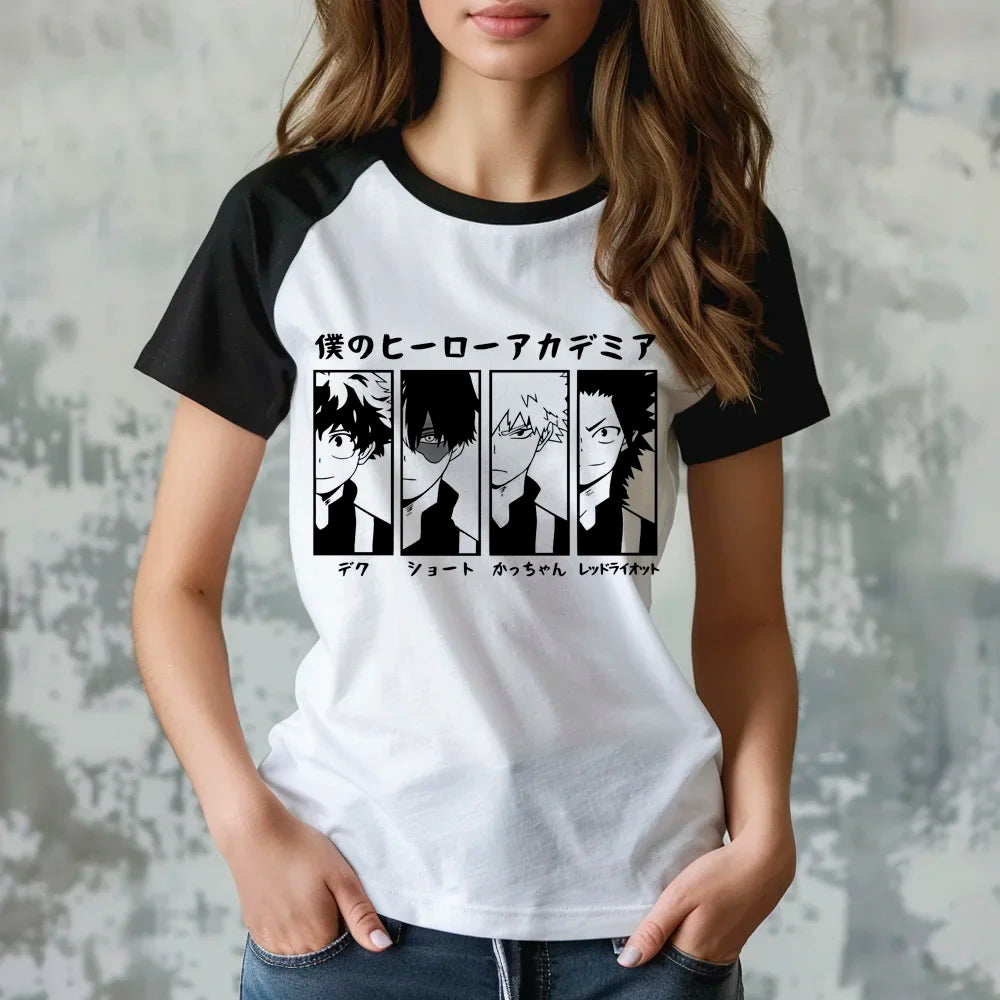 My Hero Academia t shirt women designer t-shirts girl manga clothing