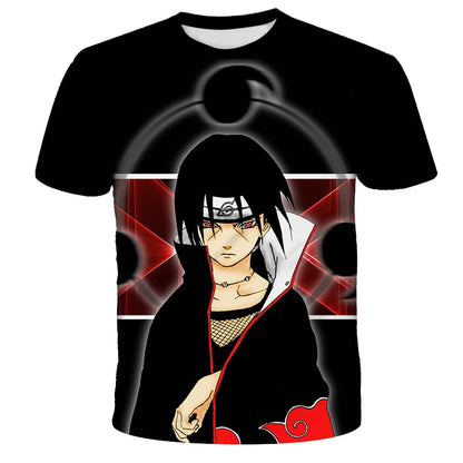 2024 New Hot Summer Men's Japanese anime Naruto 3D Printed T-shirt Children's Street Leisure Sports Large Top