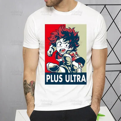My Hero Academia T Shirt Men Retro Washed Tops Tee Harajuku Midoriya Izuku Tshirt Streetwear Hip Hop Male Bakugou Anime T-shirts