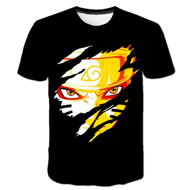 2024 New Hot Summer Men's Japanese anime Naruto 3D Printed T-shirt Children's Street Leisure Sports Large Top