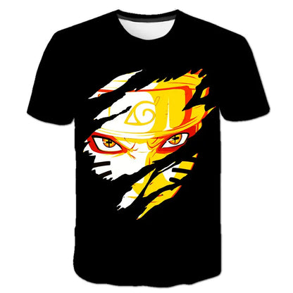 2024 New Hot Summer Men's Japanese anime Naruto 3D Printed T-shirt Children's Street Leisure Sports Large Top