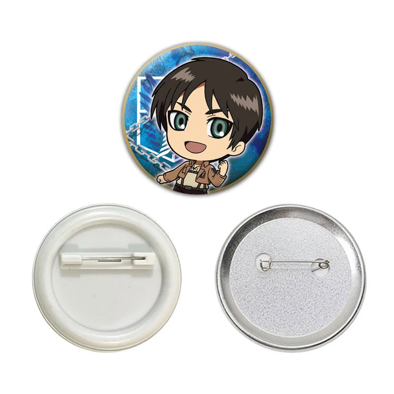 Attack on Titan Q-Version Anime Badge Handmade Cartoon Brooches Eren Jaeger Armin Arlert Lapel Pins Backpack Hat Decorations