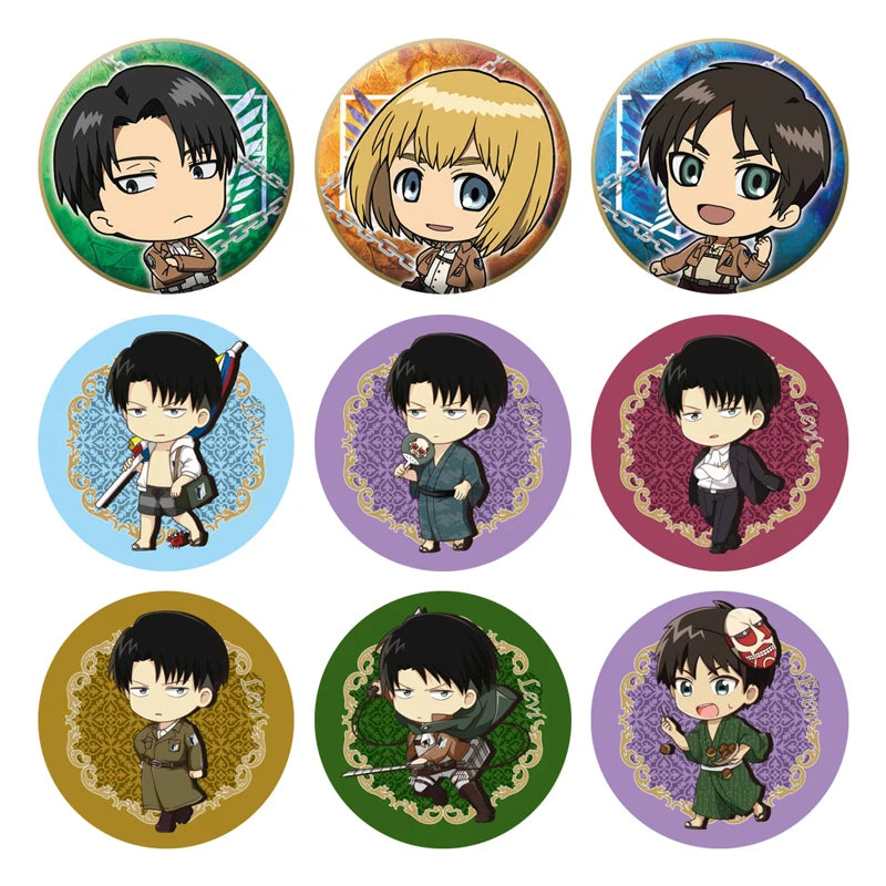 Attack on Titan Q-Version Anime Badge Handmade Cartoon Brooches Eren Jaeger Armin Arlert Lapel Pins Backpack Hat Decorations