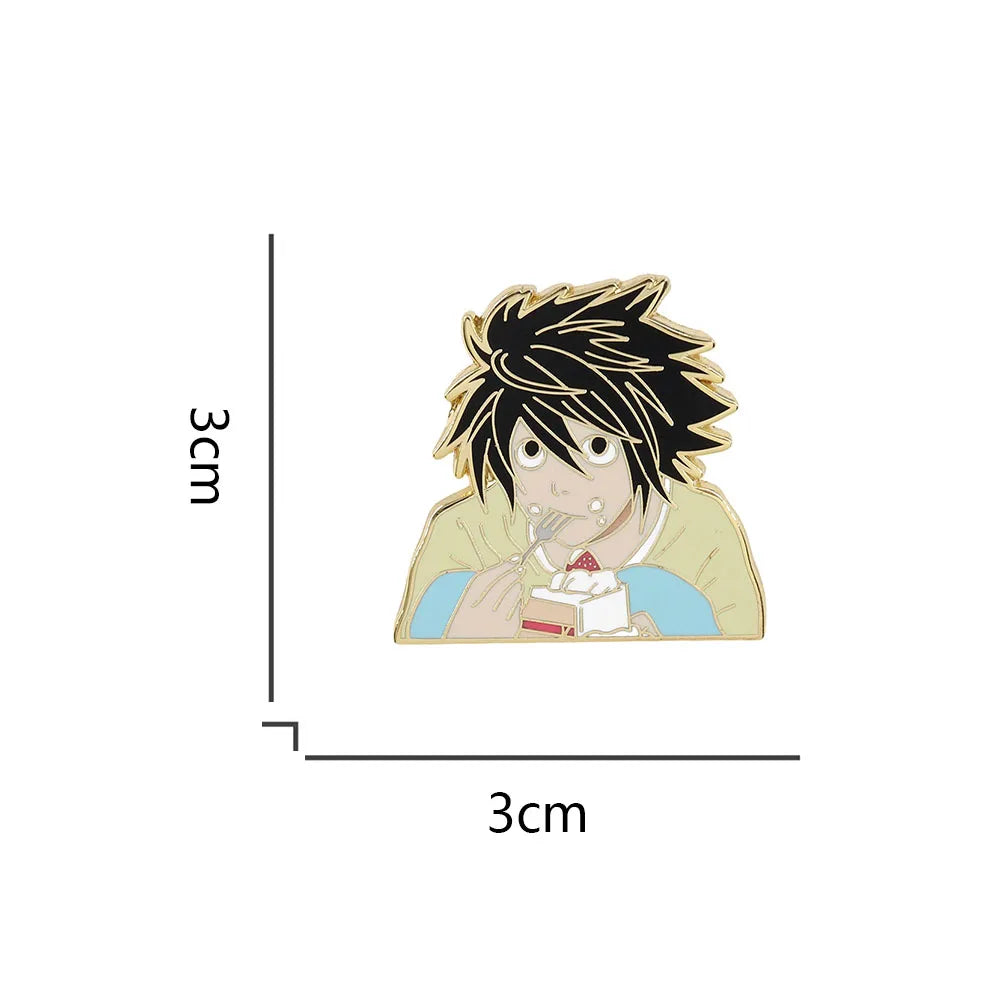 Death Note L Eating Cake Rem Enamel Pin Creativity Anime Character Light Yagami Kira Symbol Brooch Cute Peripheral Accessories