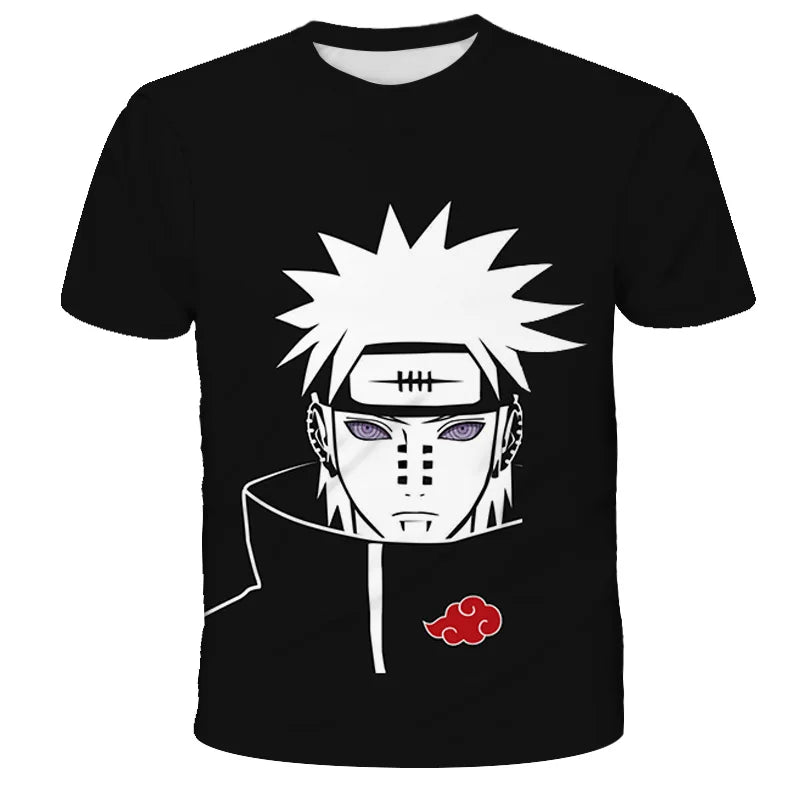 2024 New Hot Summer Men's Japanese anime Naruto 3D Printed T-shirt Children's Street Leisure Sports Large Top