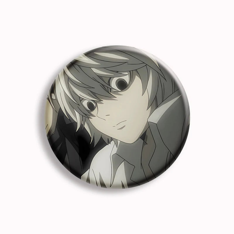 Japanese Anime Death Note Button Pins Handmade L Killer Yagami Light Round Brooch Cosplay Accessories Decor Friends Gifts