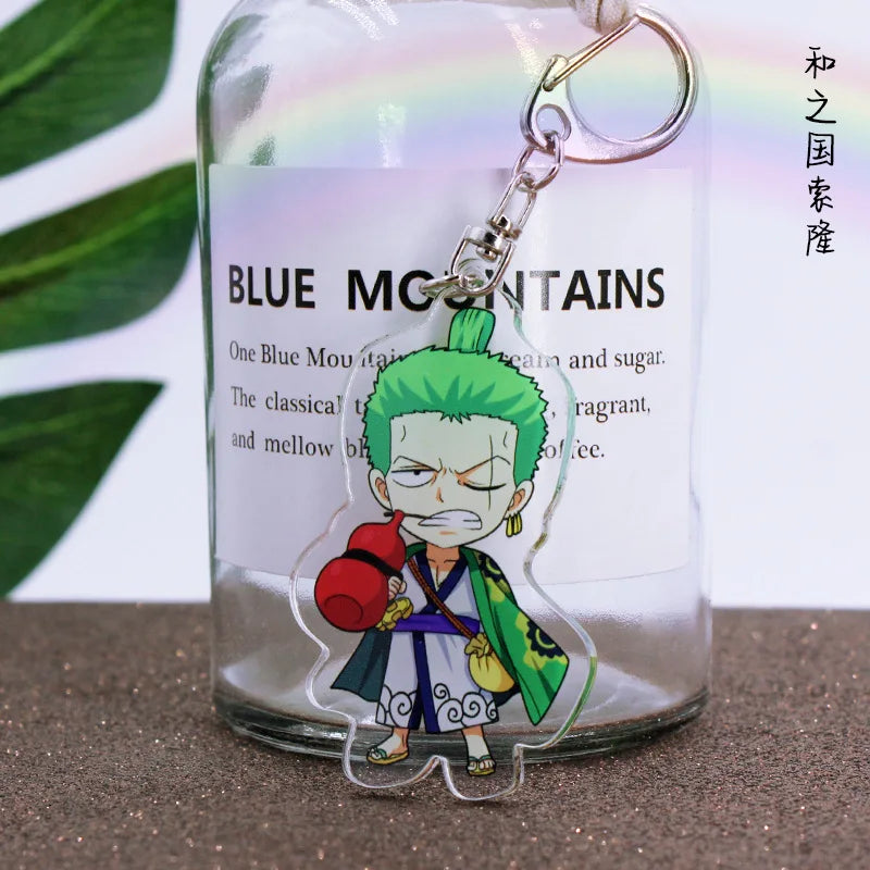 Anime One Piece Luffy Charlotte Linlin Katakuri Edward Newgate Donquixote Doflamingo Jinbe Acrylic Keychains Pendants Figure Toy
